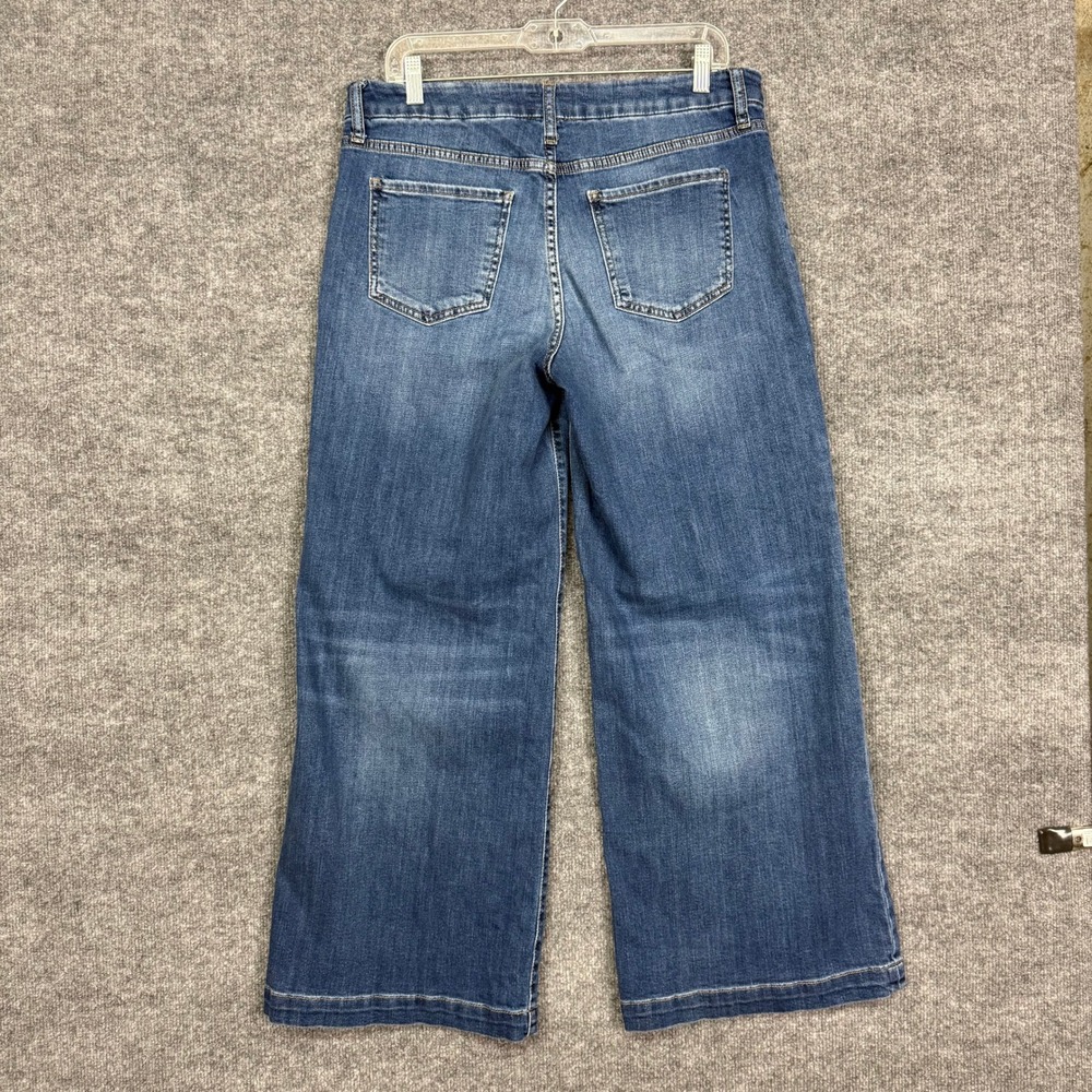 KUT from the Kloth Meg Wide Leg Jeans Womens 10 Blue High Rise Patch Pockets - Picture 2 of 15